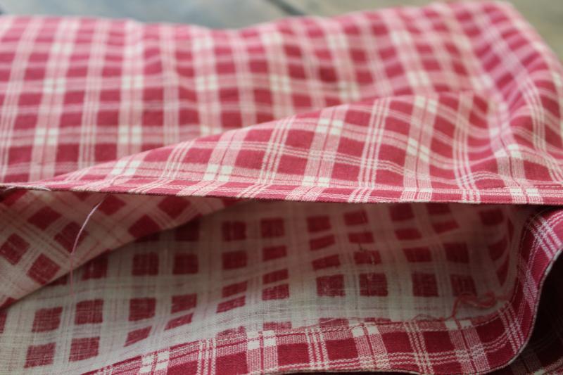 photo of soft vintage cotton comforter or duvet cover, barn red & white checked plaid fabric #3