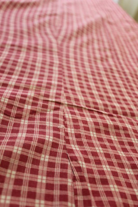 photo of soft vintage cotton comforter or duvet cover, barn red & white checked plaid fabric #4