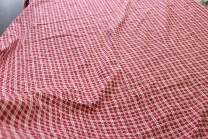 photo of soft vintage cotton comforter or duvet cover, barn red & white checked plaid fabric #6