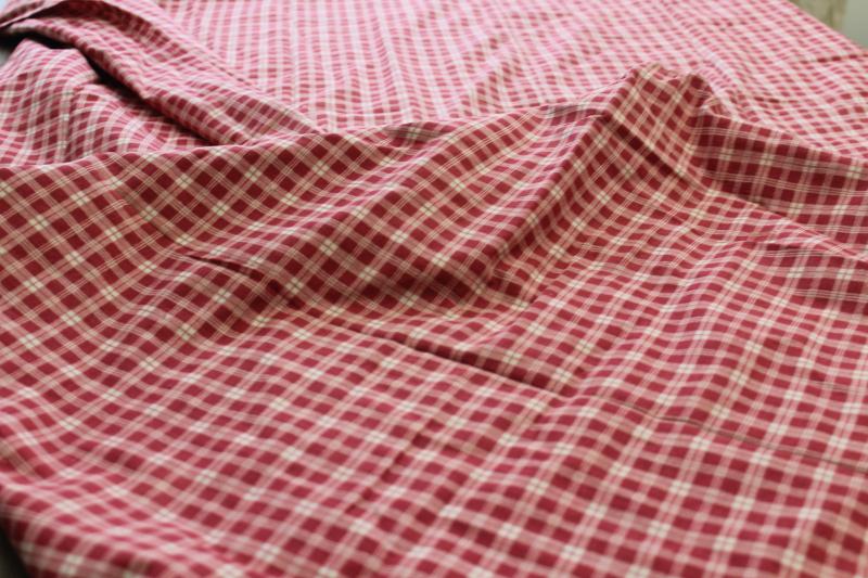 photo of soft vintage cotton comforter or duvet cover, barn red & white checked plaid fabric #7