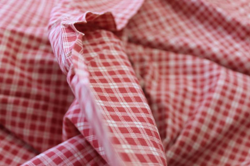 photo of soft vintage cotton comforter or duvet cover, barn red & white checked plaid fabric #9