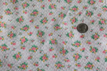 catalog photo of soft vintage cotton plisse crinkle texture fabric, girly floral print in pink & yellow