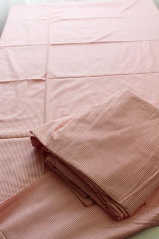 photo of soft vintage cotton queen size comforter covers, pink & white mini checked gingham print fabric #5