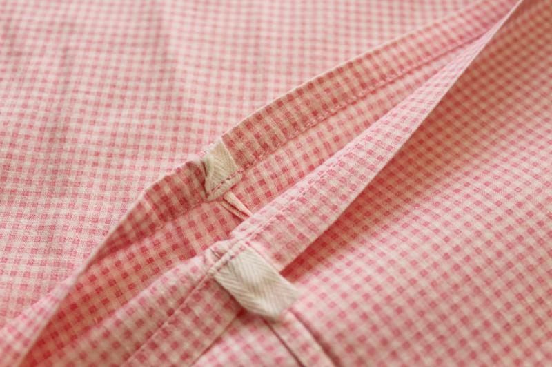 photo of soft vintage cotton queen size comforter covers, pink & white mini checked gingham print fabric #6