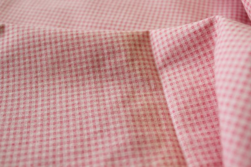 photo of soft vintage cotton queen size comforter covers, pink & white mini checked gingham print fabric #8
