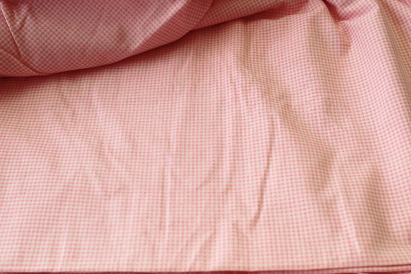 photo of soft vintage cotton queen size comforter covers, pink & white mini checked gingham print fabric #9