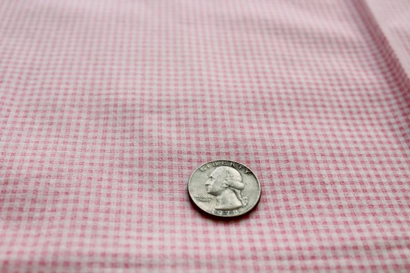 photo of soft vintage cotton queen size comforter covers, pink & white mini checked gingham print fabric #11