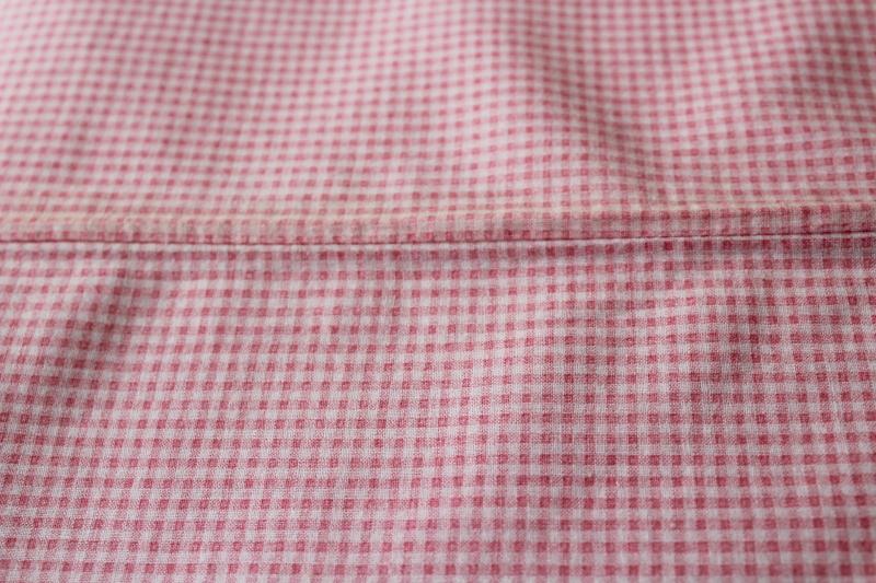 photo of soft vintage cotton queen size comforter covers, pink & white mini checked gingham print fabric #12