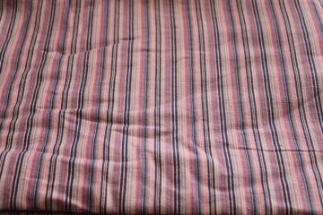 catalog photo of soft washed cotton shirting fabric, woven stripe in coral, pink, slate, navy blue