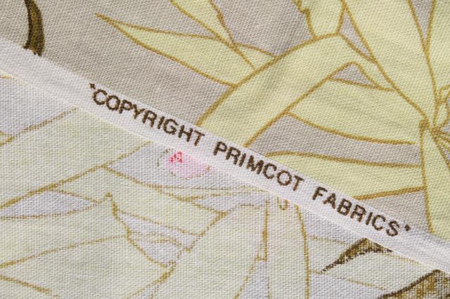 photo of soft washed cotton upholstery / slipcover fabric, tropical flowers, grass & birds #8