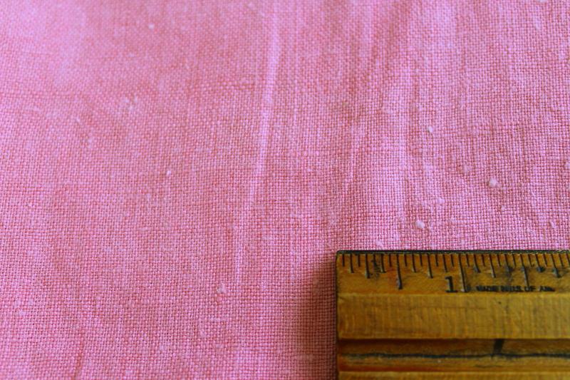 photo of soft washed pure linen fabric, vintage sewing material rose pink solid color #2