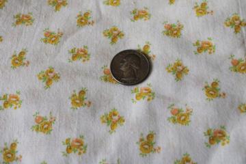 catalog photo of soft washed vintage cotton fabric old fashioned granny floral print yellow gold white