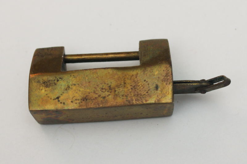 photo of solid brass Chinese puzzle lock, small padlock size  #1