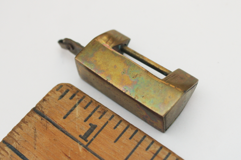 photo of solid brass Chinese puzzle lock, small padlock size  #2