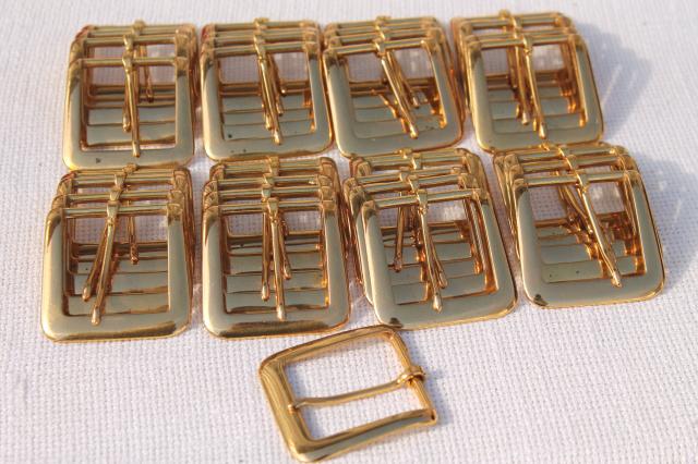 photo of solid brass belt buckles, new old stock craft supplies lot for leatherworking etc. #1