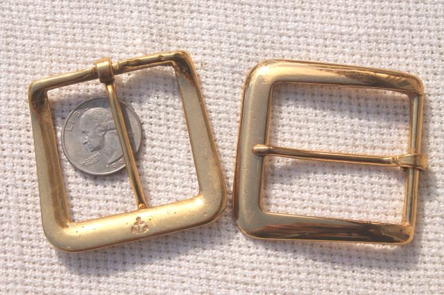 photo of solid brass belt buckles, new old stock craft supplies lot for leatherworking etc. #2