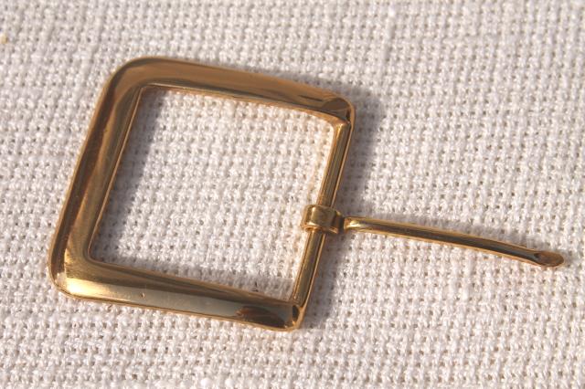 photo of solid brass belt buckles, new old stock craft supplies lot for leatherworking etc. #5