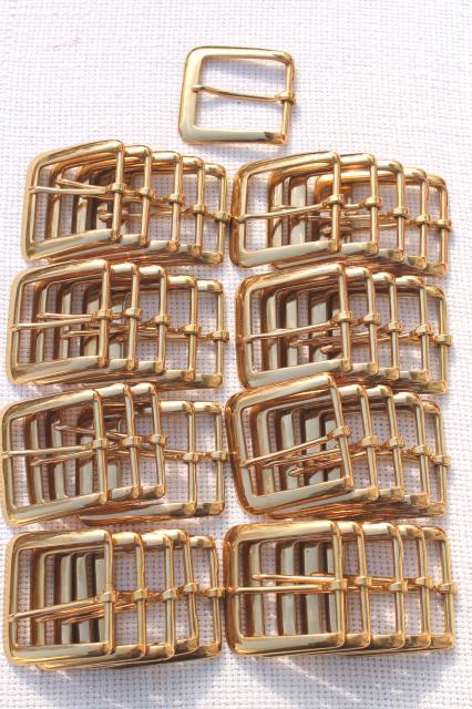 photo of solid brass belt buckles, new old stock craft supplies lot for leatherworking etc. #6