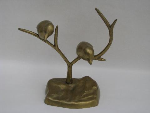 photo of solid brass birds in brass branches, large tree of life #1