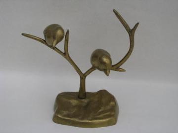 catalog photo of solid brass birds in brass branches, large tree of life