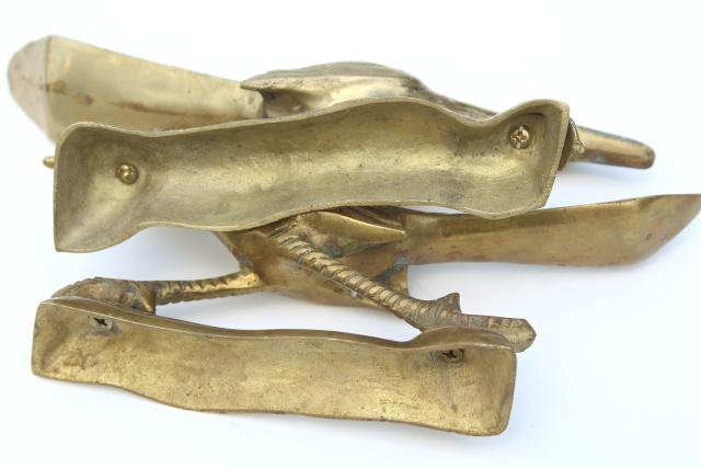 photo of solid brass birds, pair of roadrunners, vintage southwest decor, retro brass animal figurines #2