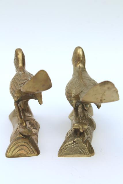 photo of solid brass birds, pair of roadrunners, vintage southwest decor, retro brass animal figurines #7