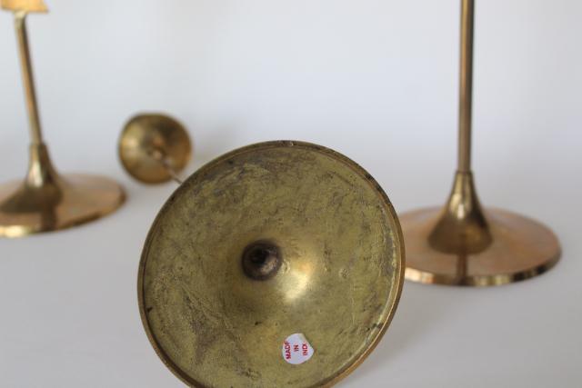 photo of solid brass candlesticks w/ Christmas angels, millennial vintage holiday decor #4