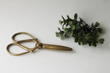 photo of solid brass decorative shears, life size wall hanging non-functional scissors for decor