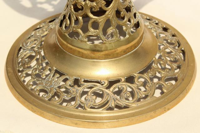 photo of solid brass end table, lamp or plant stand - ornate pierced brass from India or Morocco #7