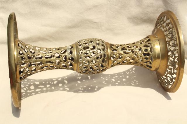 photo of solid brass end table, lamp or plant stand - ornate pierced brass from India or Morocco #8