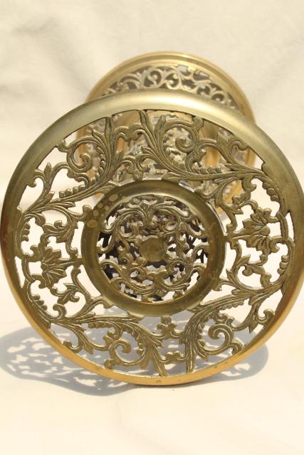 photo of solid brass end table, lamp or plant stand - ornate pierced brass from India or Morocco #10