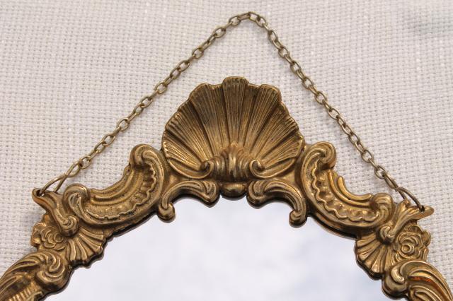 photo of solid brass frame w/ hanging chain, hollywood regency french country rococo style w/ cherubs #4