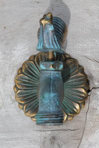 photo of solid brass garden hose faucet taps, verdigris bronze snail & flower tap #5