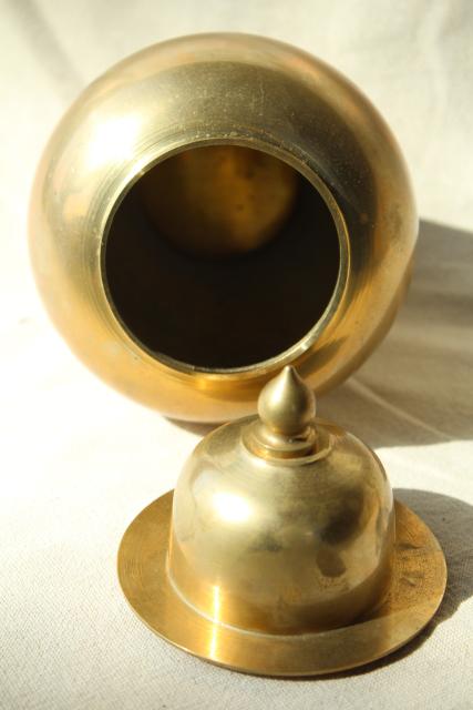 photo of solid brass ginger jar, 70s 80s vintage chinoiserie style home decor #3