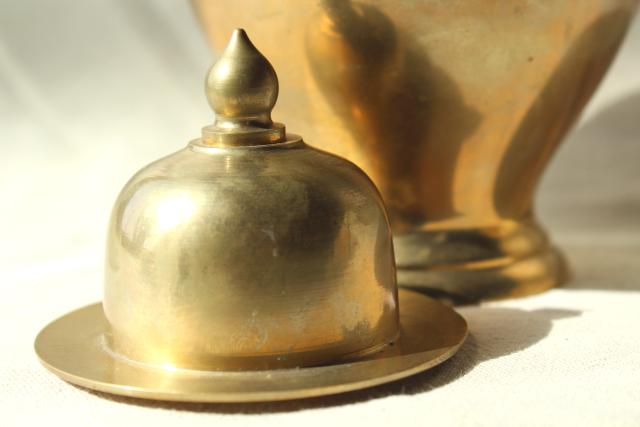 photo of solid brass ginger jar, 70s 80s vintage chinoiserie style home decor #5