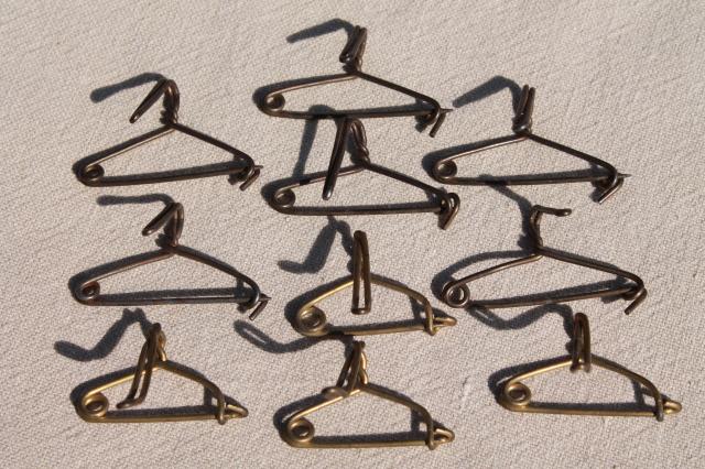 photo of solid brass hanger pins, tag / label holders, vintage industrial office supplies #1