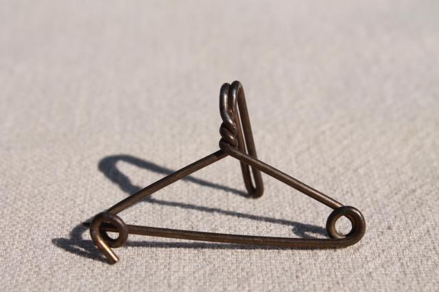 photo of solid brass hanger pins, tag / label holders, vintage industrial office supplies #2