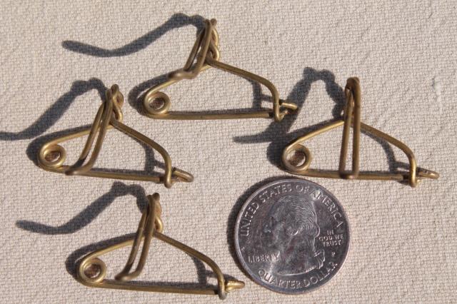 photo of solid brass hanger pins, tag / label holders, vintage industrial office supplies #4