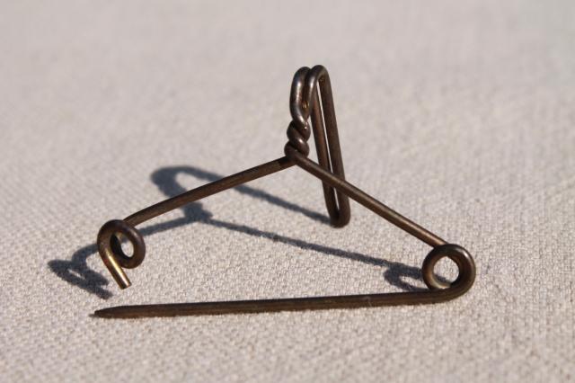 photo of solid brass hanger pins, tag / label holders, vintage industrial office supplies #10