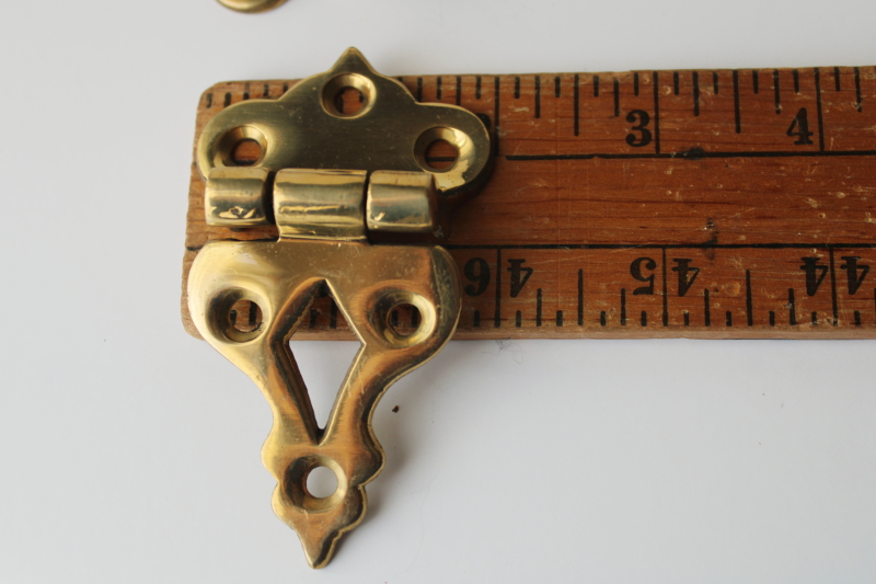 photo of solid brass ice box hinges, vintage reproduction antique hardware offset hinges set of 4  #3