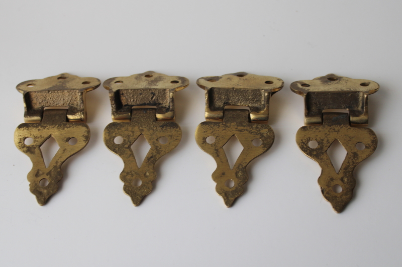 photo of solid brass ice box hinges, vintage reproduction antique hardware offset hinges set of 4  #4