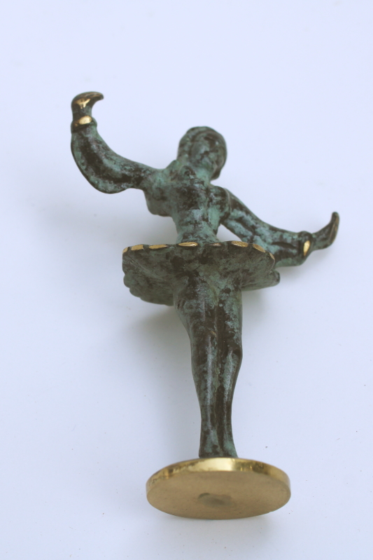 photo of solid brass miniature ballerina, ballet music box dancer style figure vintage bronze finish  #2