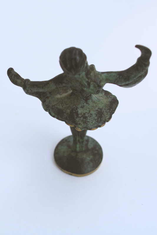 photo of solid brass miniature ballerina, ballet music box dancer style figure vintage bronze finish  #3