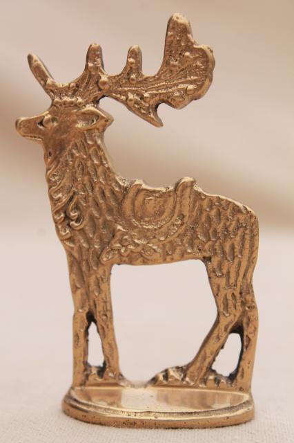 photo of solid brass miniature deer, Dept 56 Christmas holiday reindeer ornaments #2