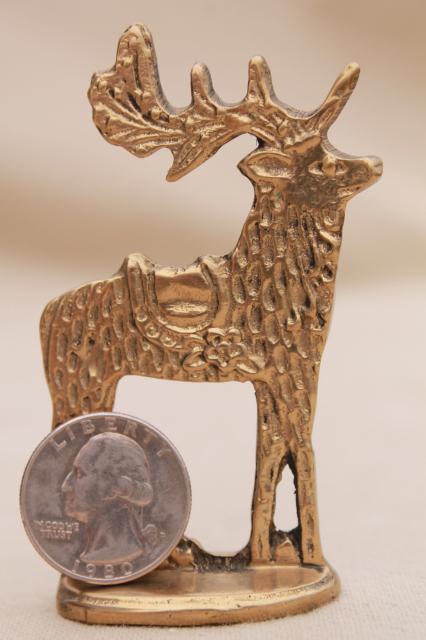 photo of solid brass miniature deer, Dept 56 Christmas holiday reindeer ornaments #3