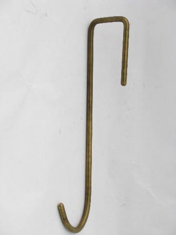 photo of solid brass over the door coat hook or wreath hanger, architectural hardware #1