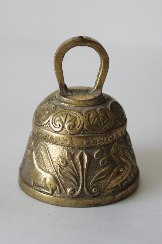 photo of solid brass sanctuary bell pelican, lamb, eagle, lion icons, old monastery bell  #2