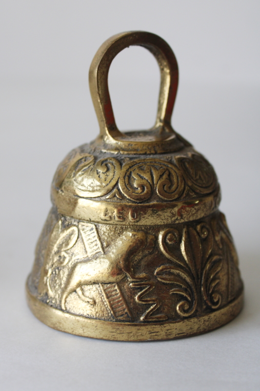 photo of solid brass sanctuary bell pelican, lamb, eagle, lion icons, old monastery bell  #4