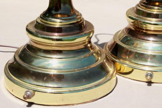 photo of solid brass torch lamps w/ three way switch, mid-century vintage Stiffel lamps? #4