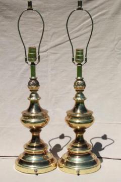 catalog photo of solid brass torch lamps w/ three way switch, mid-century vintage Stiffel lamps?